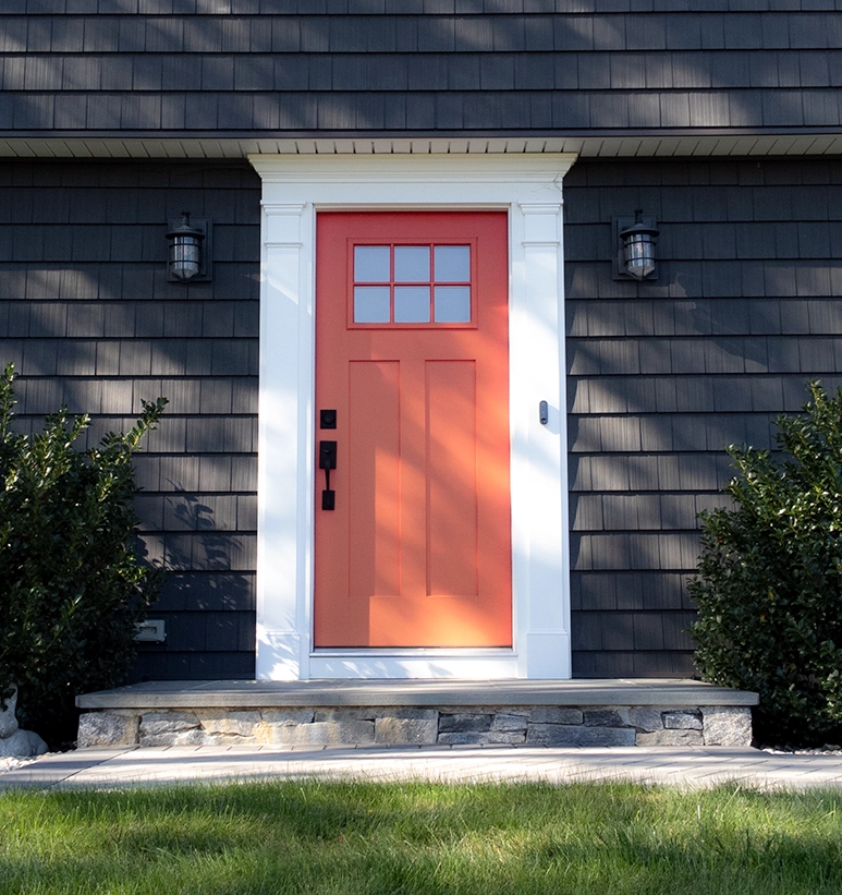 new front door of home after replacement